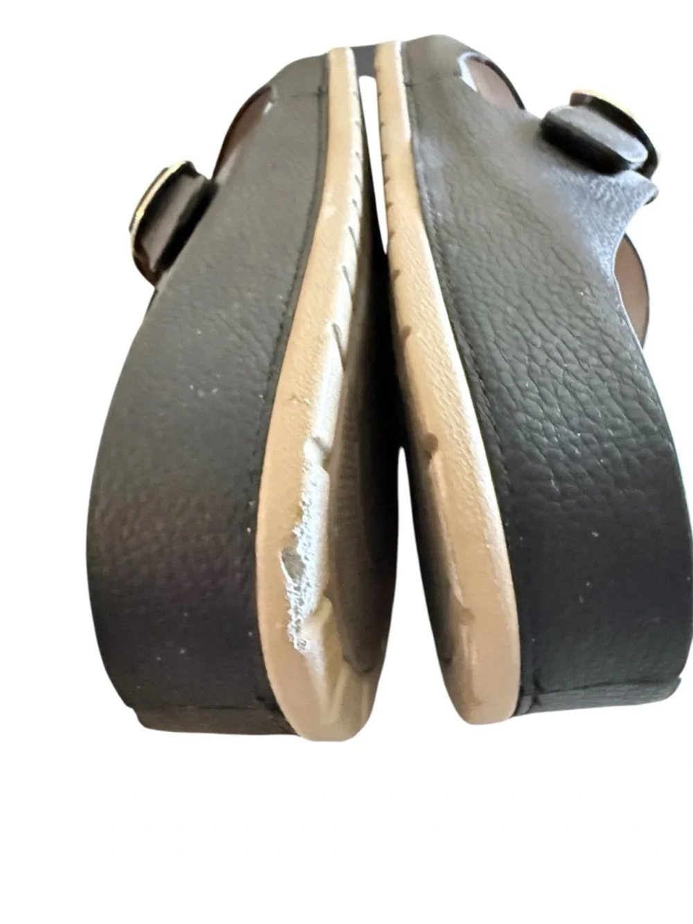 Patrizia Rutha women’s 9 slip on black sandals with a cross-cross design